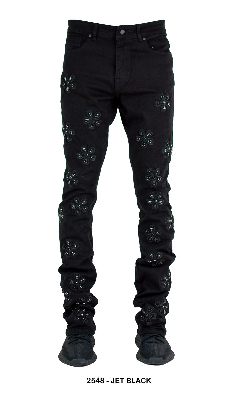 Focus Diamond Stacked Jeans (Jet Black)