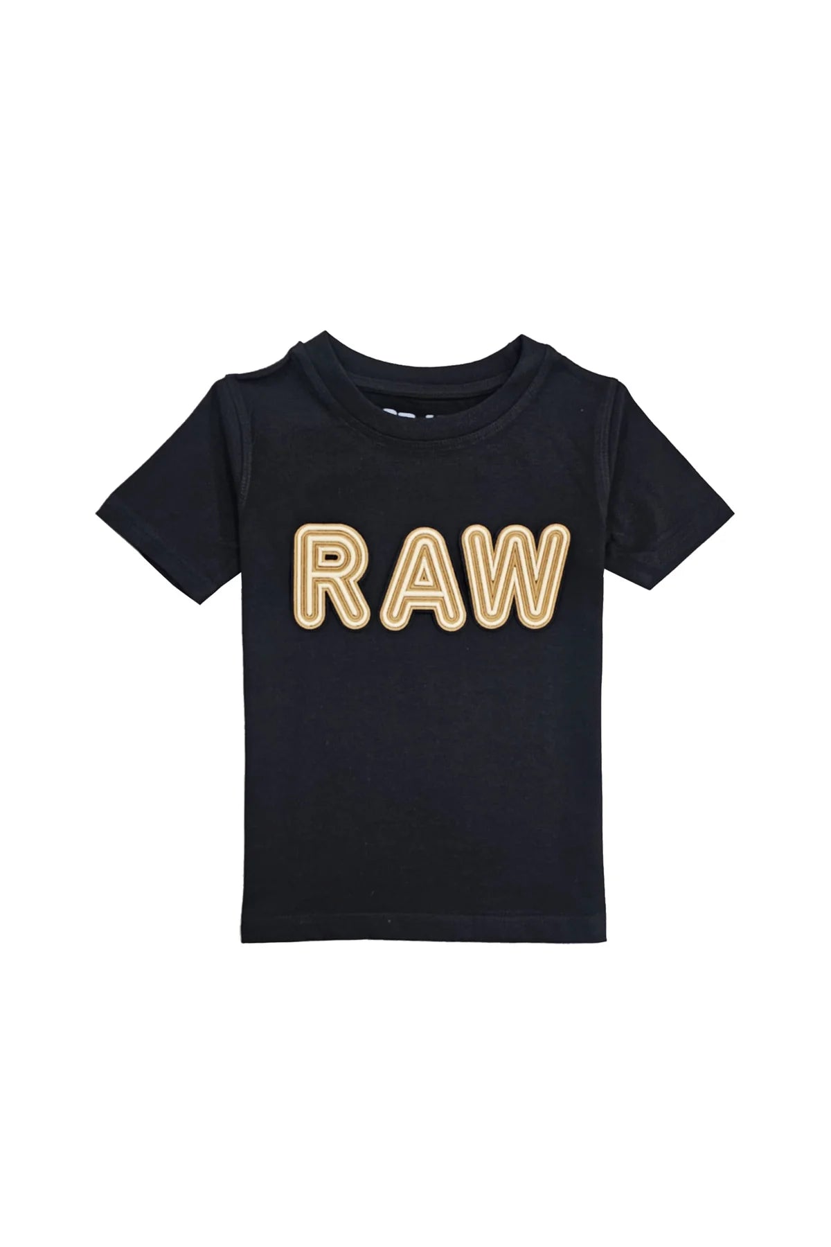 Kids "Raw" Embroidery T-Shirt - Black/Brown/Cream