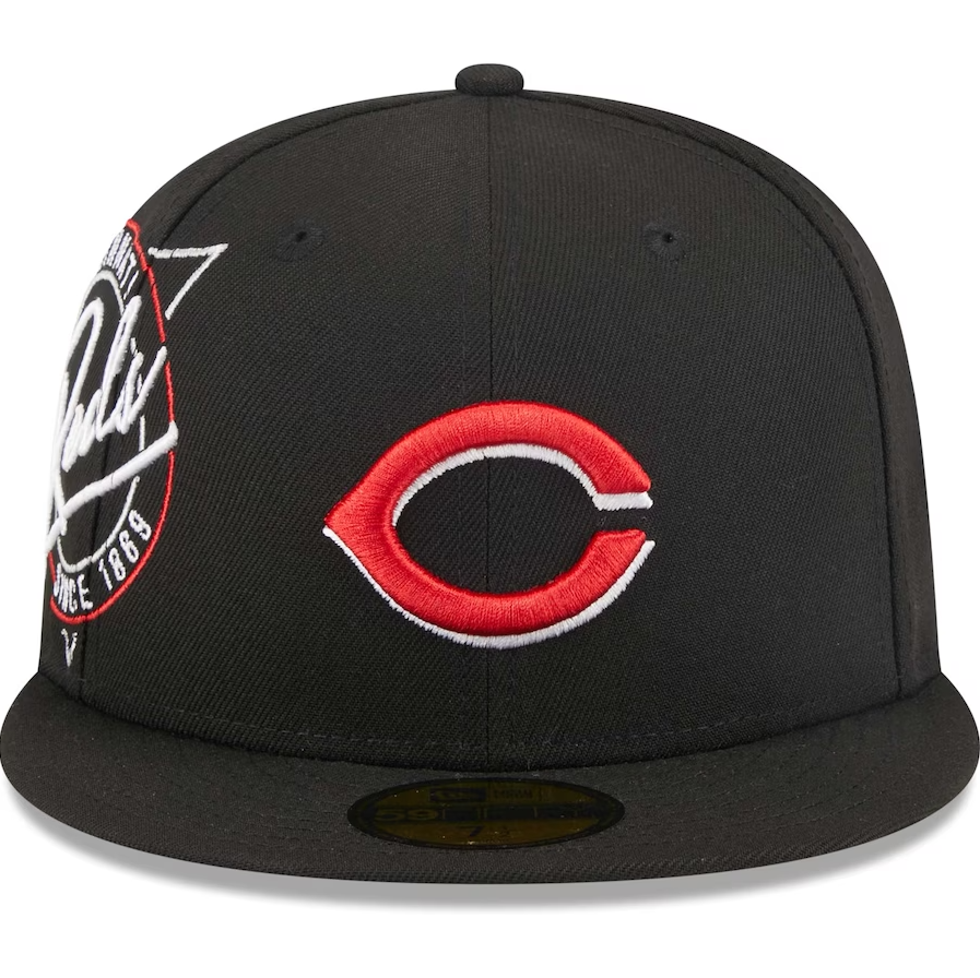 Cincinnati Reds Neon 59FIFTY Fitted Hat - Black