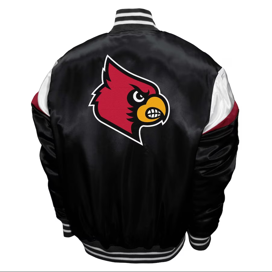 Full-Snap Red Satin University of Louisville Cardinals Jacket