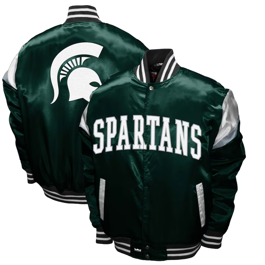 Michigan State Spartans Power Satin Full-Snap Jacket - Green