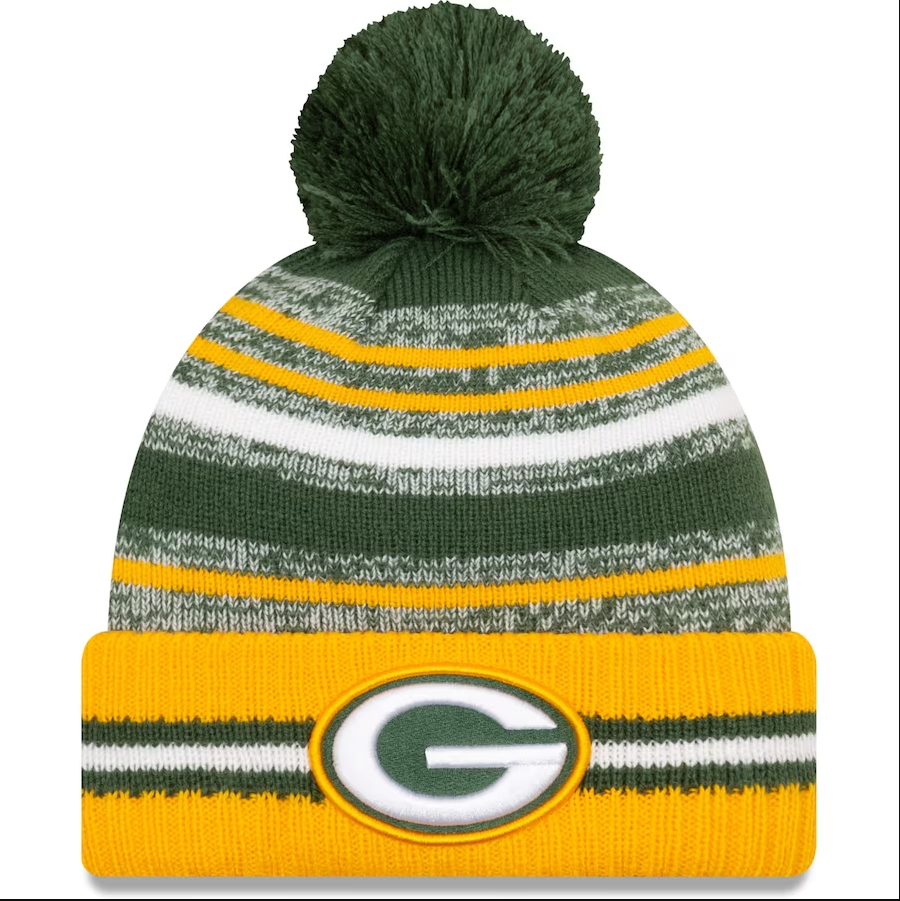 Green Bay Packers 2021 NFL Sideline Sport Pom Cuffed Knit Hat