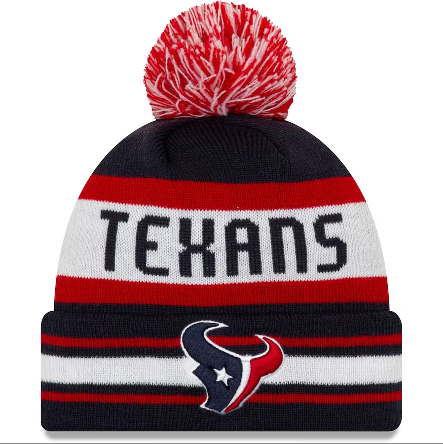 Houston Texans Jake Striped Cuffed Knit Pom Hat