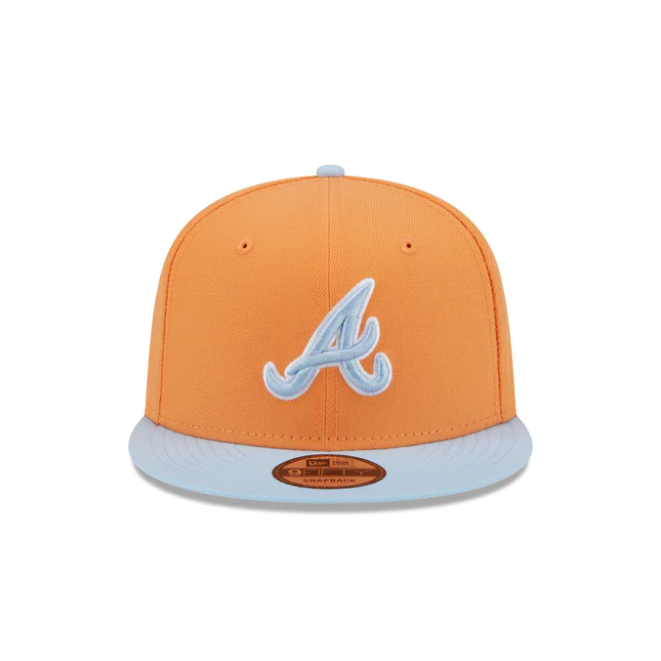 Atlanta Braves Spring Color Basic Fitted Hat - Orange/Light Blue