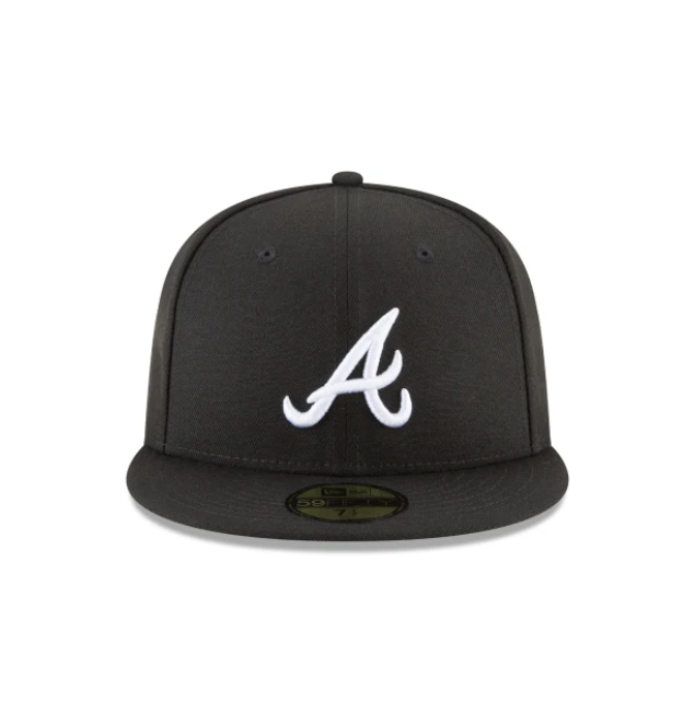 Black and White Basic 59FIFTY Fitted - Atlanta Braves