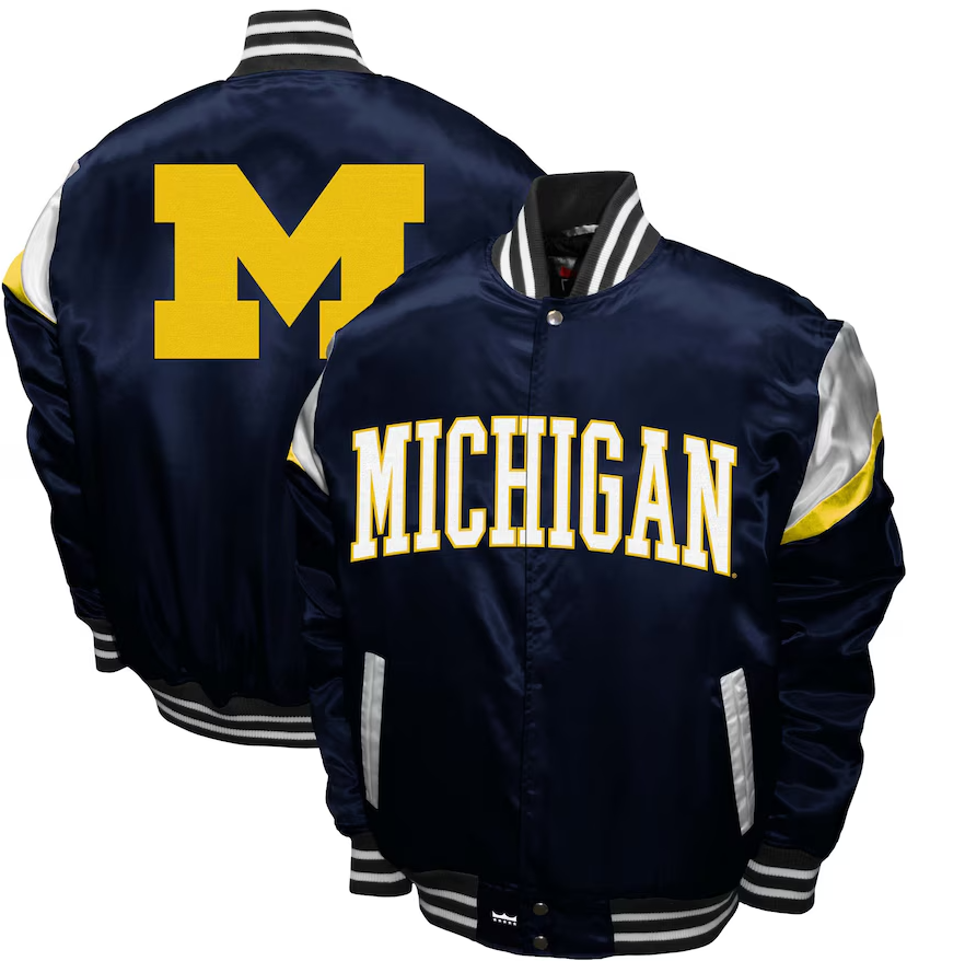 Michigan Wolverines Franchise Club Power Satin Full-Snap Jacket - Navy