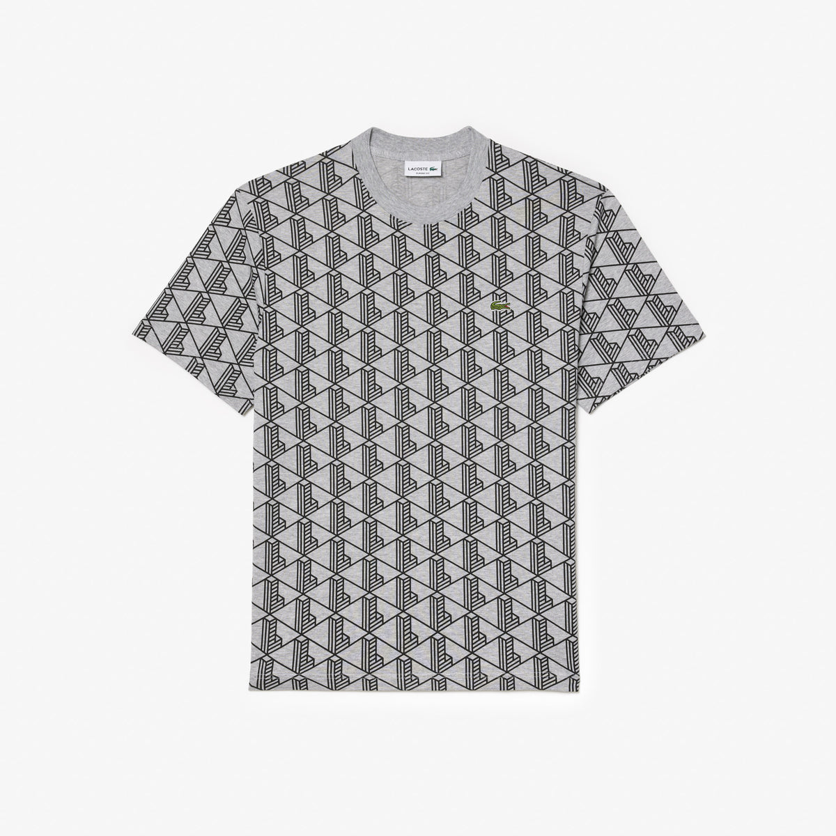 LaCoste - Monogram Cotton Tee - Grey Chine/Black