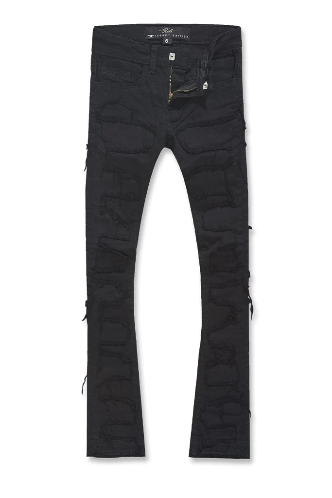 Kids Stacked Python Denim Jeans - Jet Black