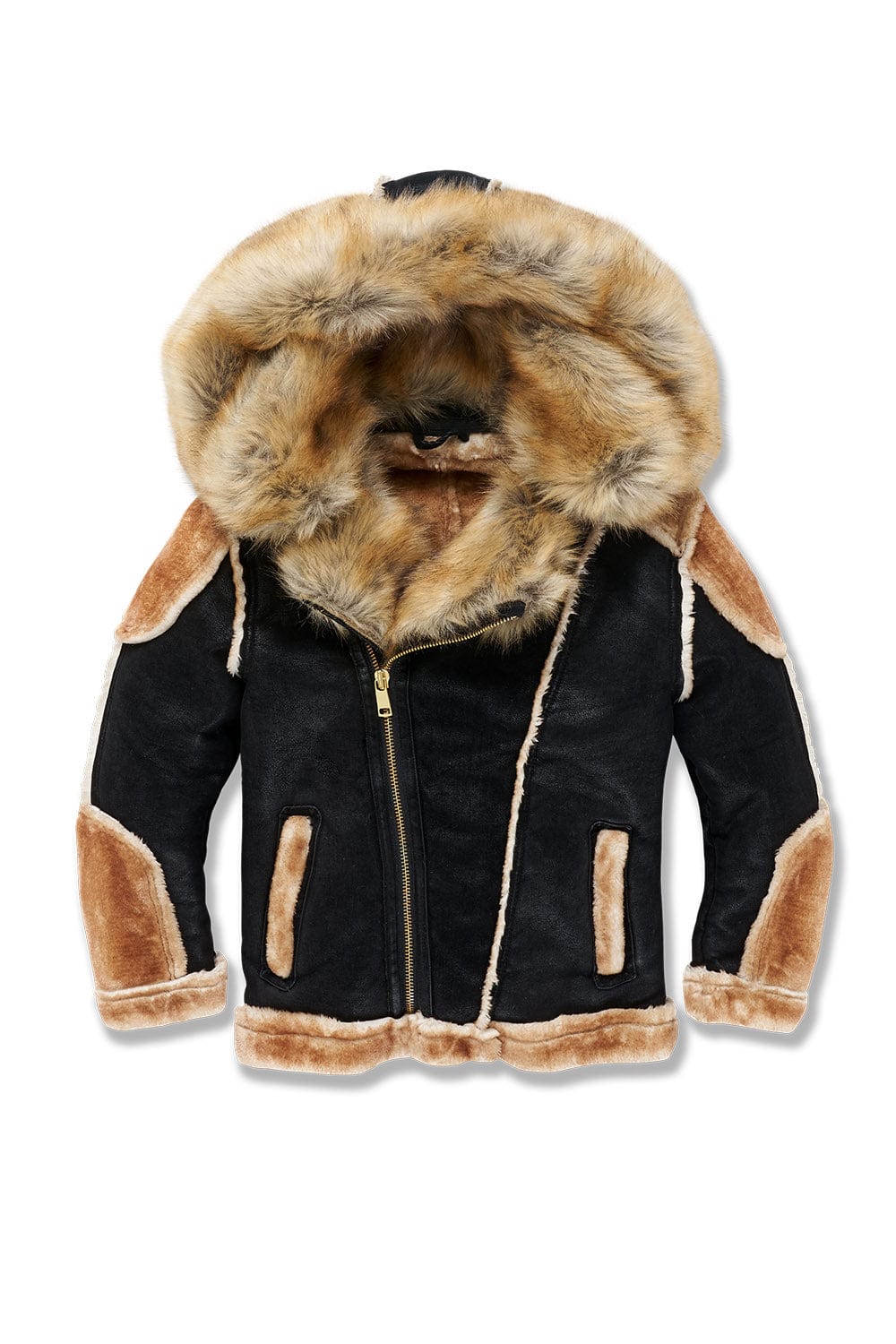 Jordan Craig Kids EL Jefe Shearling Moto Jacket (Light Grey