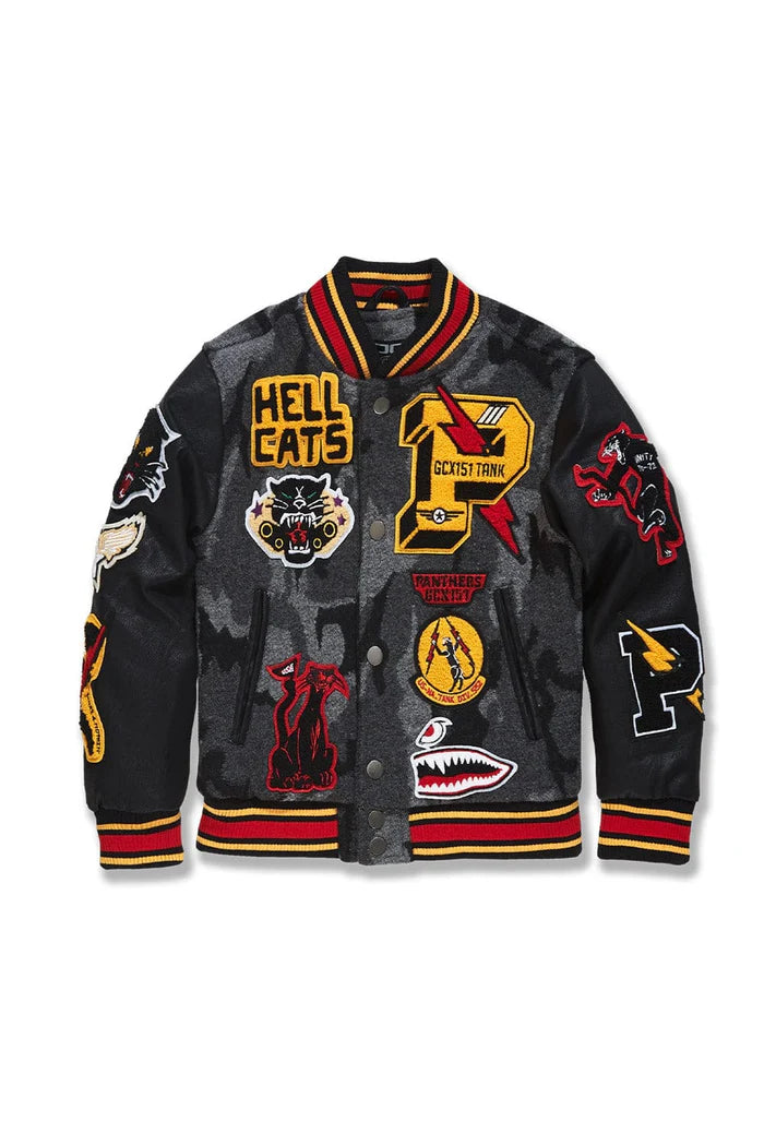 JC - Kids Hellcat Varsity Jacket - Black Camo