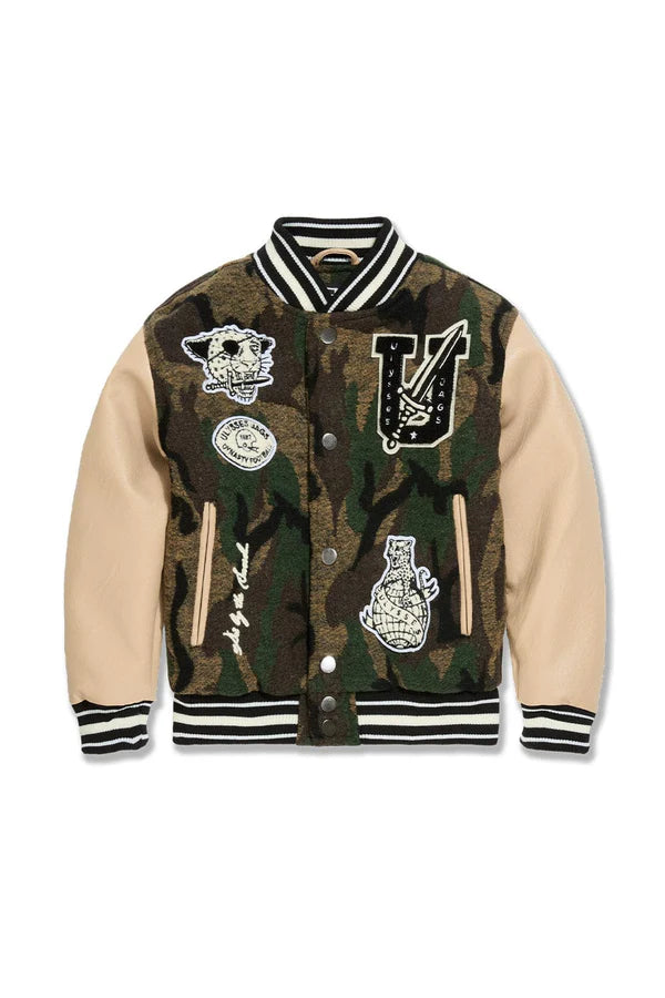 Kids Life of Vice Varsity Jacket (Vintage Camo)