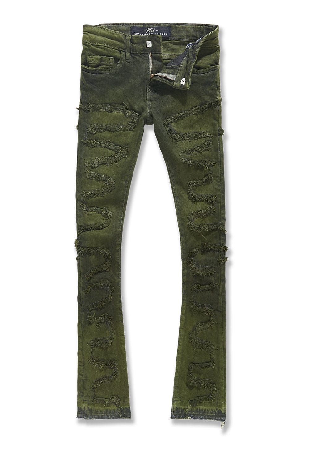 Kids Stacked Oasis Denim Jeans - Olive