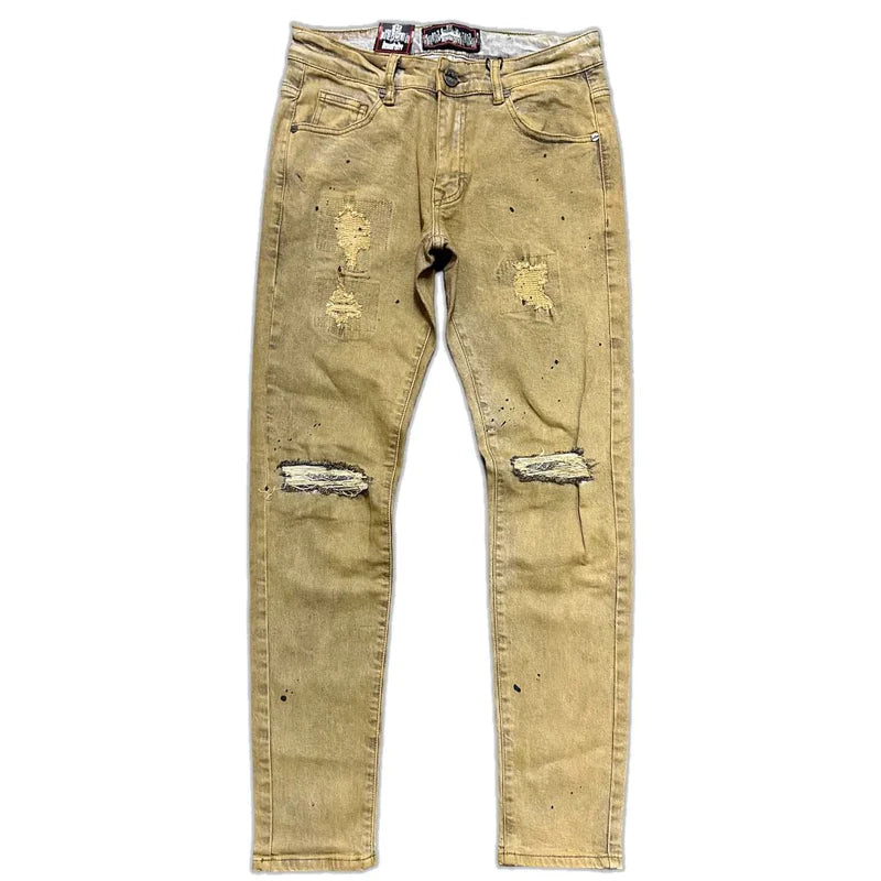 Kids Knee Rip Wash Denim Jeans - Gold Mechanic