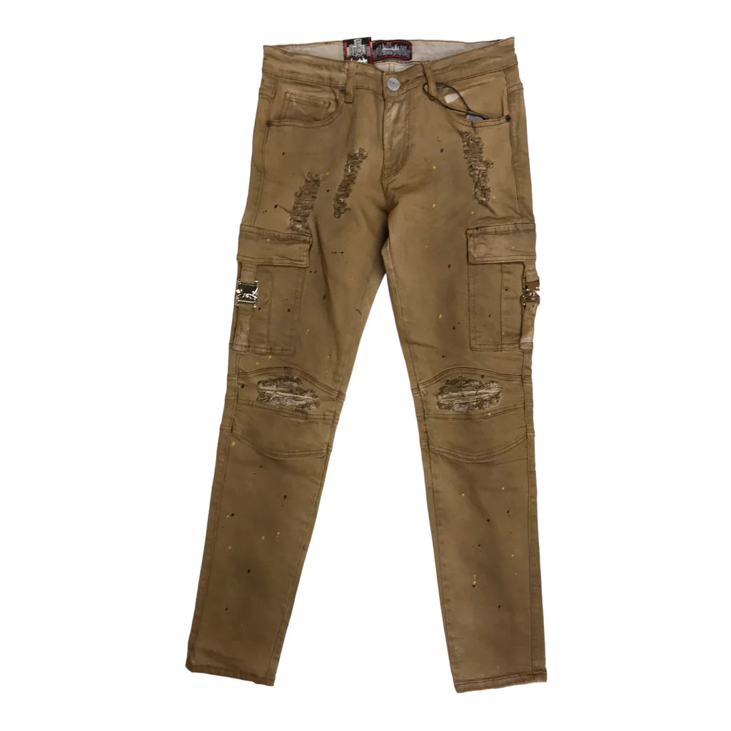 Mechanic Gold Wash Cargo Metal Snap Denim Jean - DNM-090