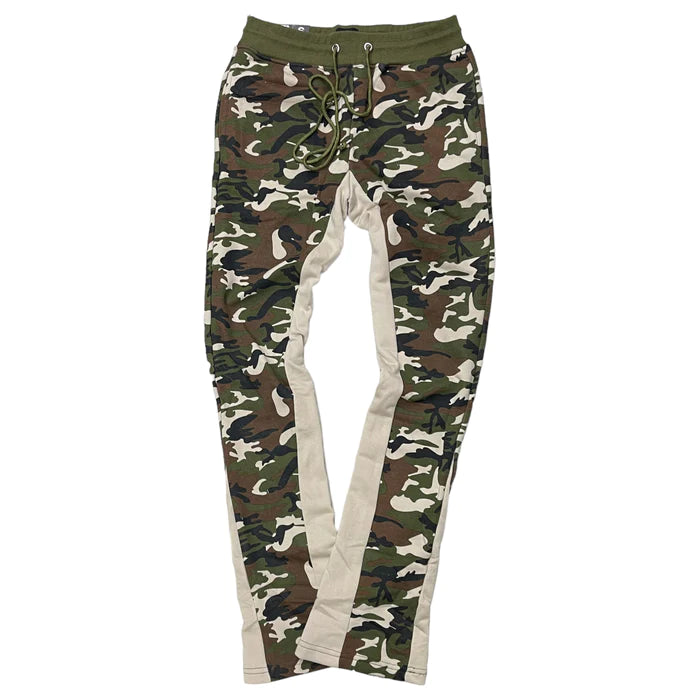 Stacked Flare Sweatpants - Green Camo