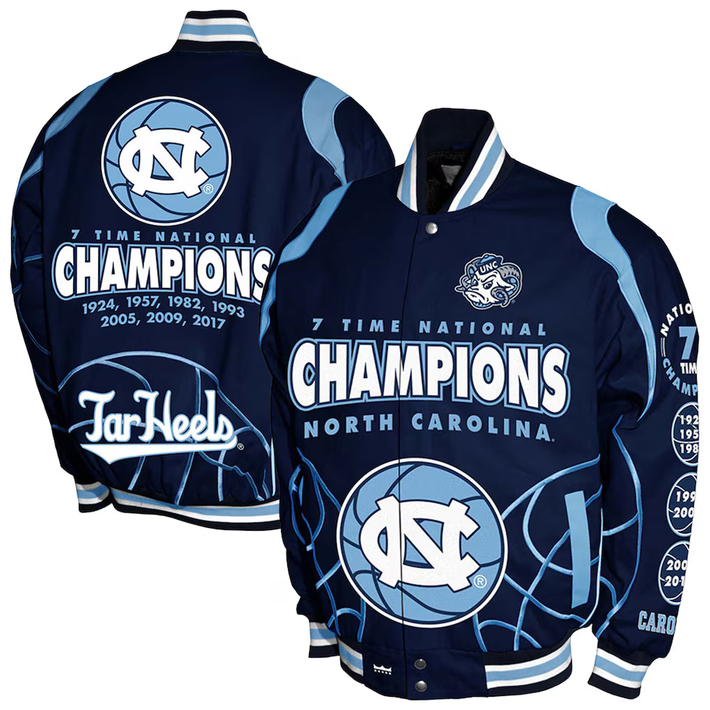 North Carolina Tar Heels 7-Time Champions Signature Cotton Twill Full-Snap Jacket - Navy