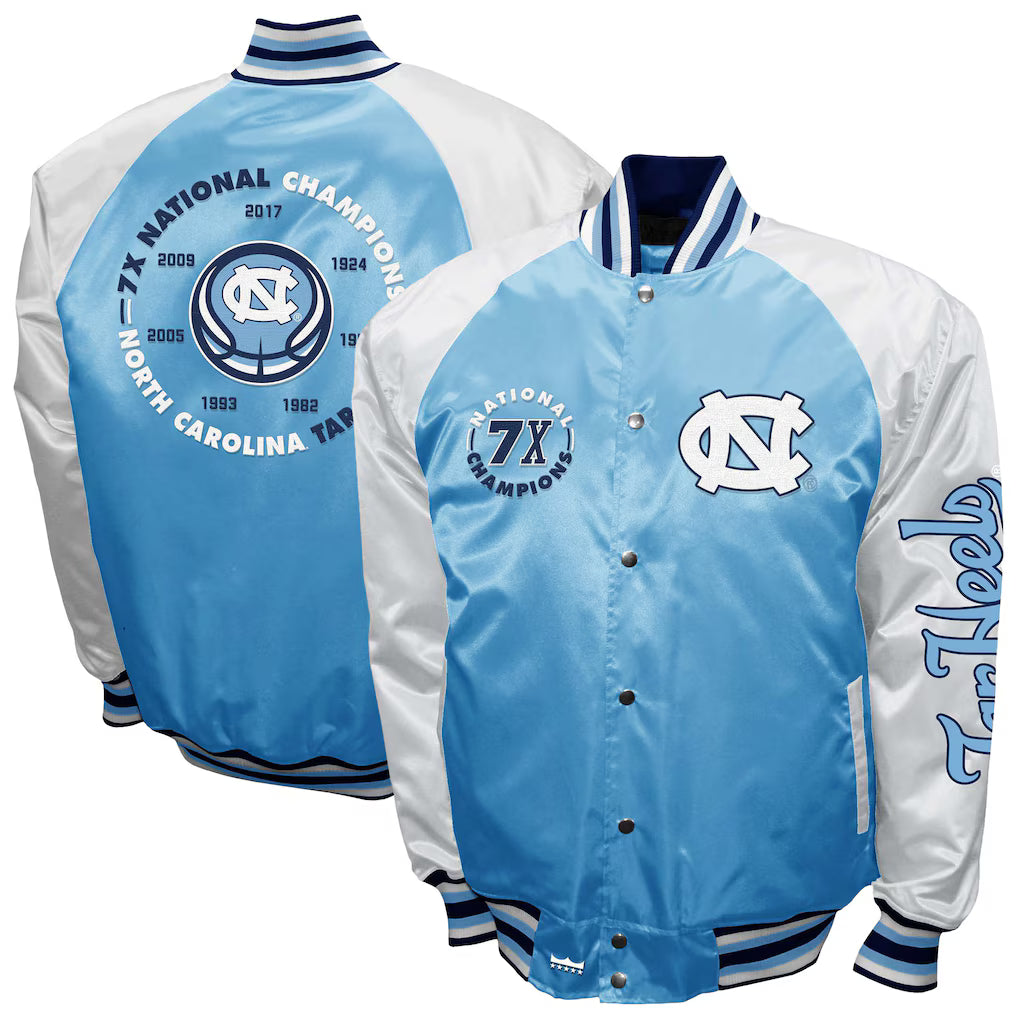 North Carolina Tar Heels Franchise Club Satin Full-Snap Jacket - Carolina Blue