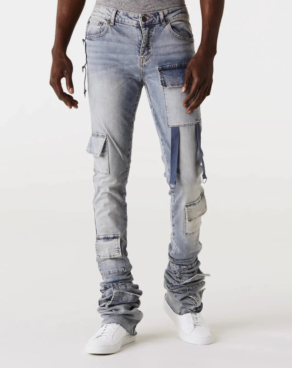 Gunner-Super Stacked Skinny Jeans with Straps & Cargo Pockets