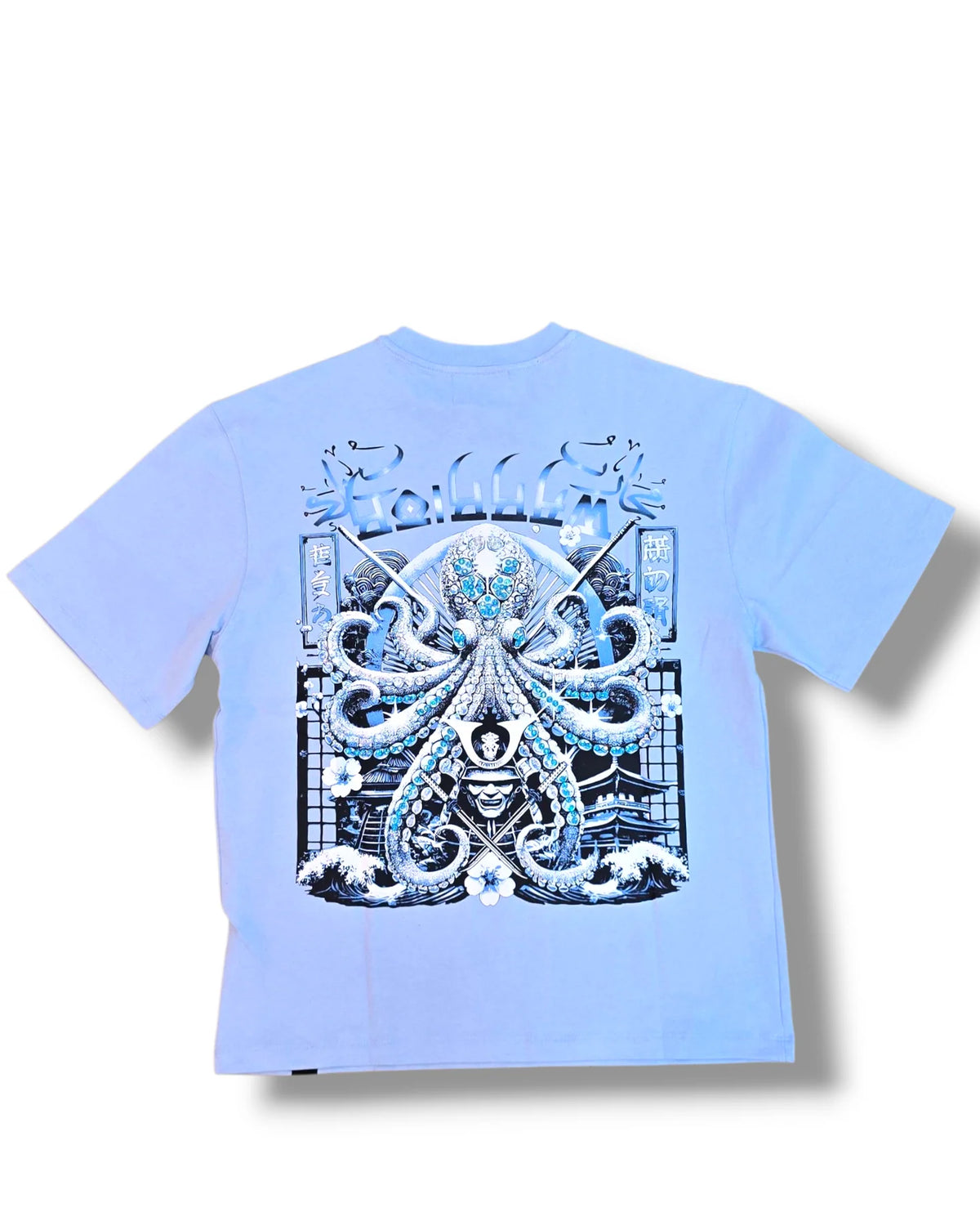 Warriors Of The Seas Stone Out Oversize T-Shirt (Baby Blue)