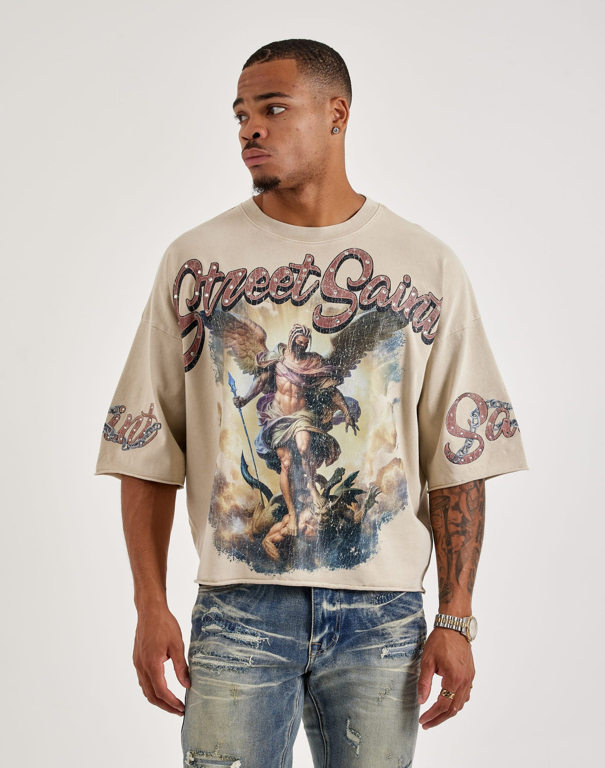 Street Saint Enzyme Washed Cropped Crew (Washed Slate)