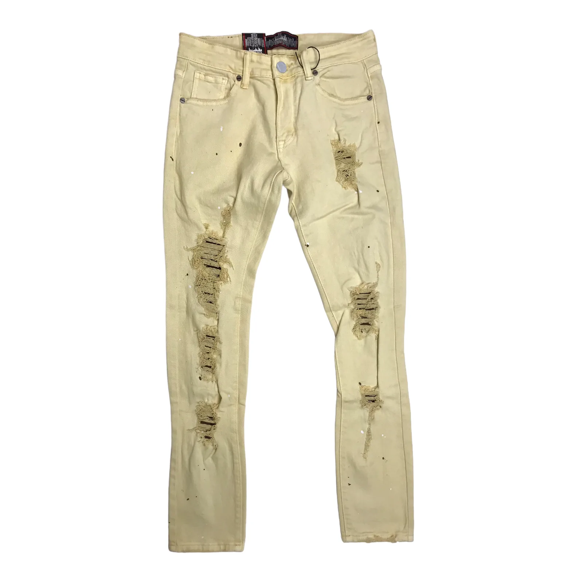Zombie Ripped Denim Jean - Cream Garment Dye - DNM-099