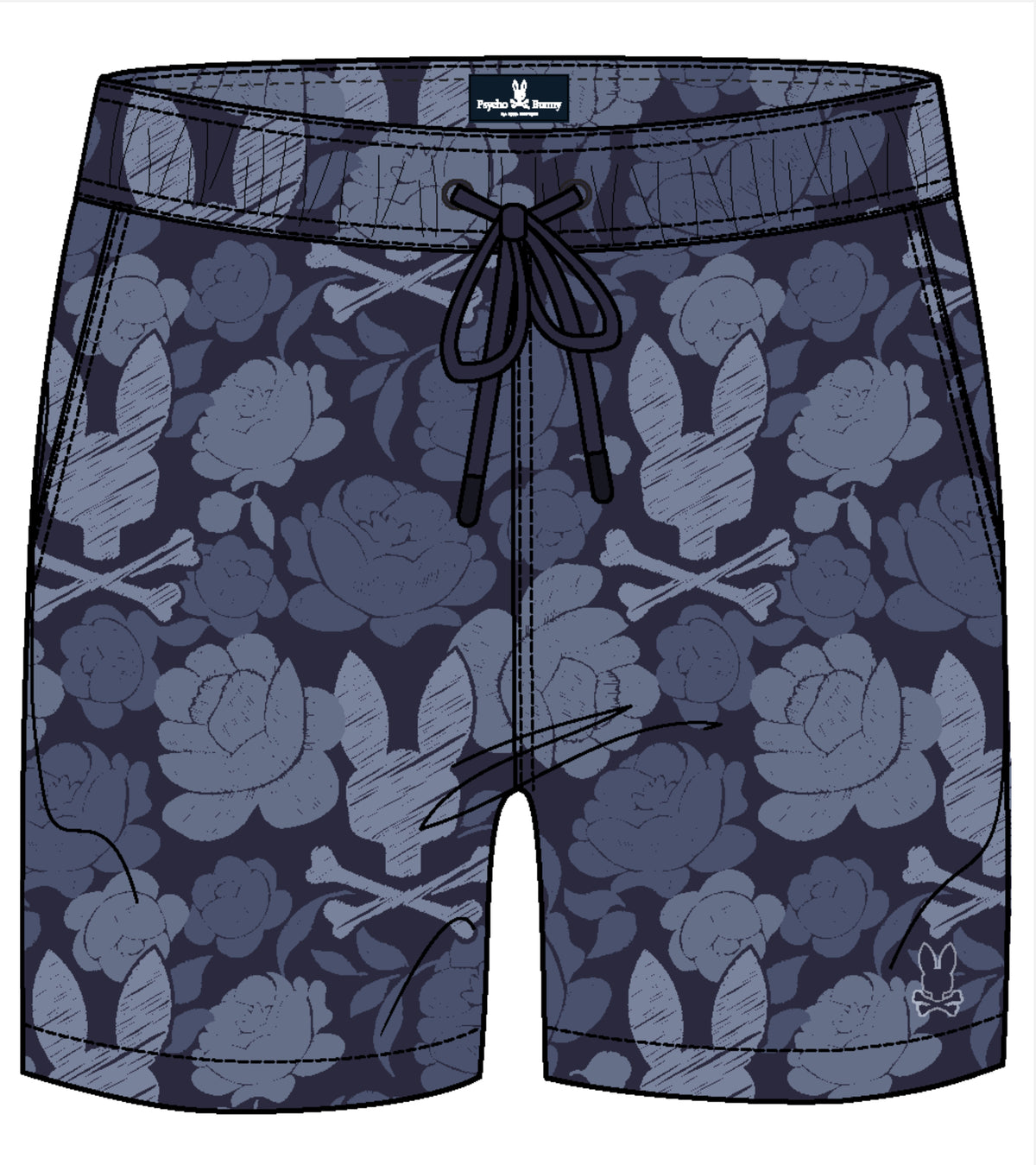 Rowen All Over Print Swim Trunk-Evening Blue