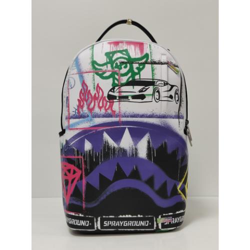 Stencil Shark Attack Black And White Split Backpack