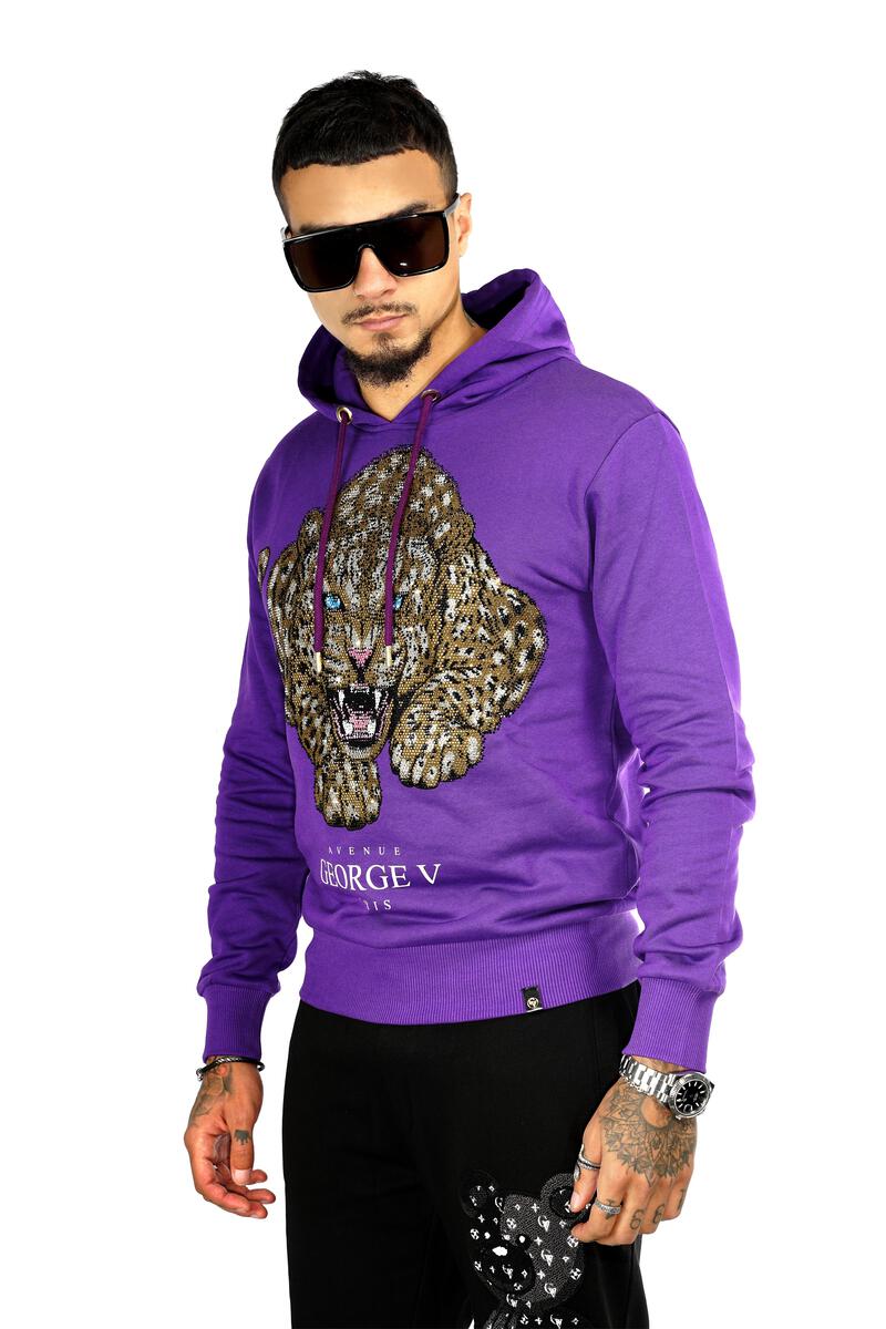 George V Pairs-Leopard Hoodie-Purple – Todays Man Store