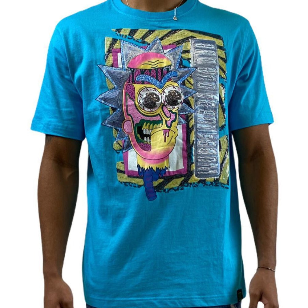 DeKryptic x Rick & Morty™ Mad Scientist Sequined Aqua T-Shirt