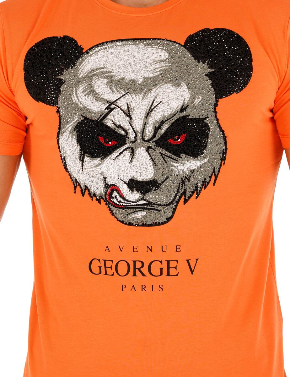 George V-Bear Face Tee-Orange