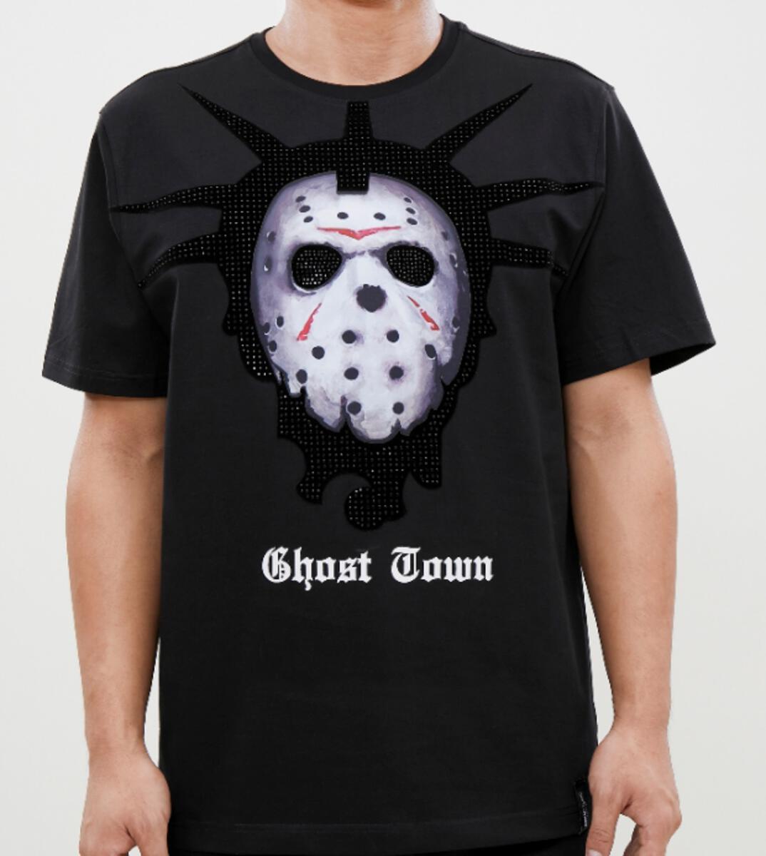 Rhinestone Ghost Town Tee - Black