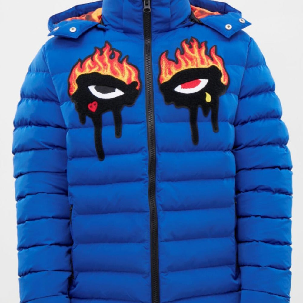 Burning Eyes Bubble Jacket-Royal Blue