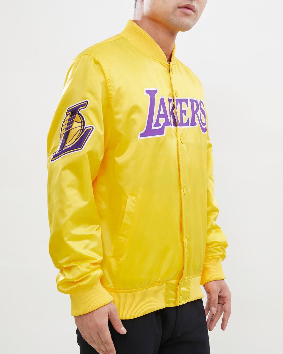 Los Angeles Lakers Big Logo Satin Jacket-Yellow