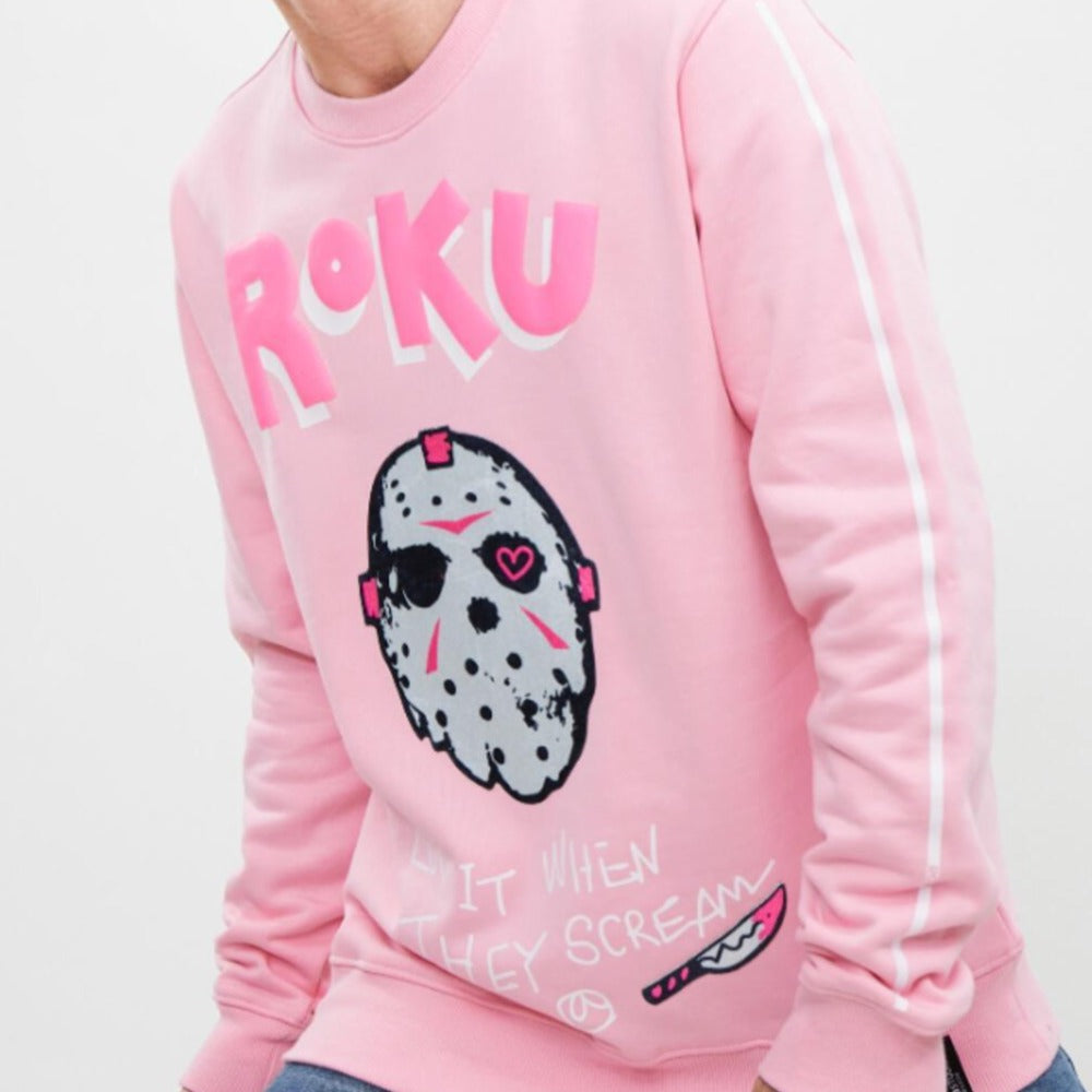 Roku Scream Crewneck-Pink