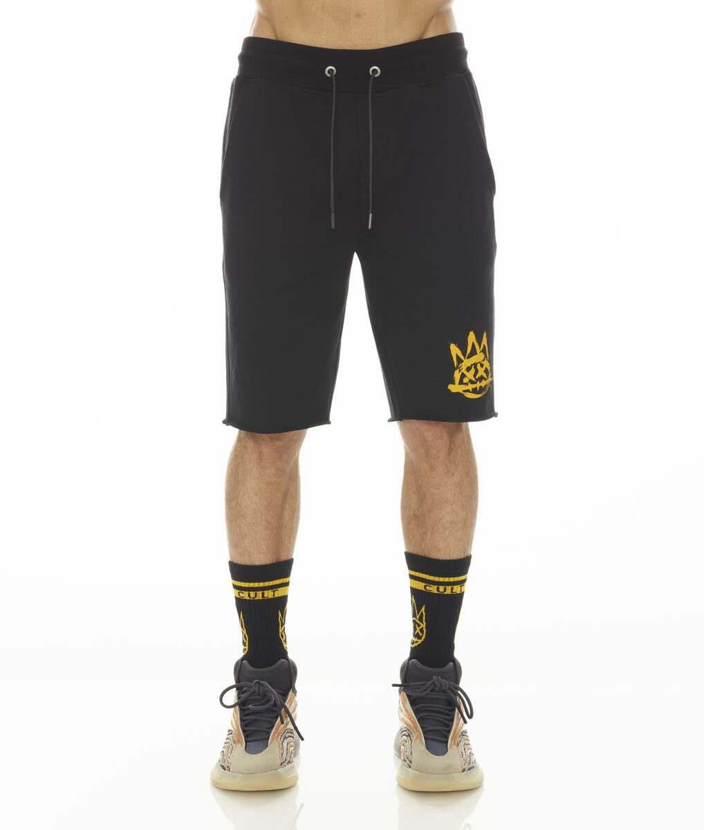 Brushed Shimuchan Gold Logo Sweat Shorts In Black