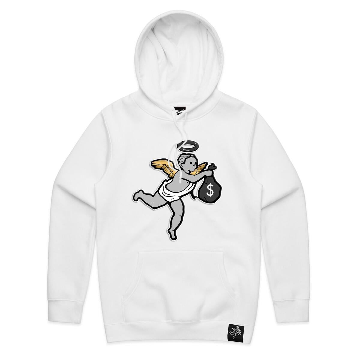 Chenille Patch Angel Hoodie-White
