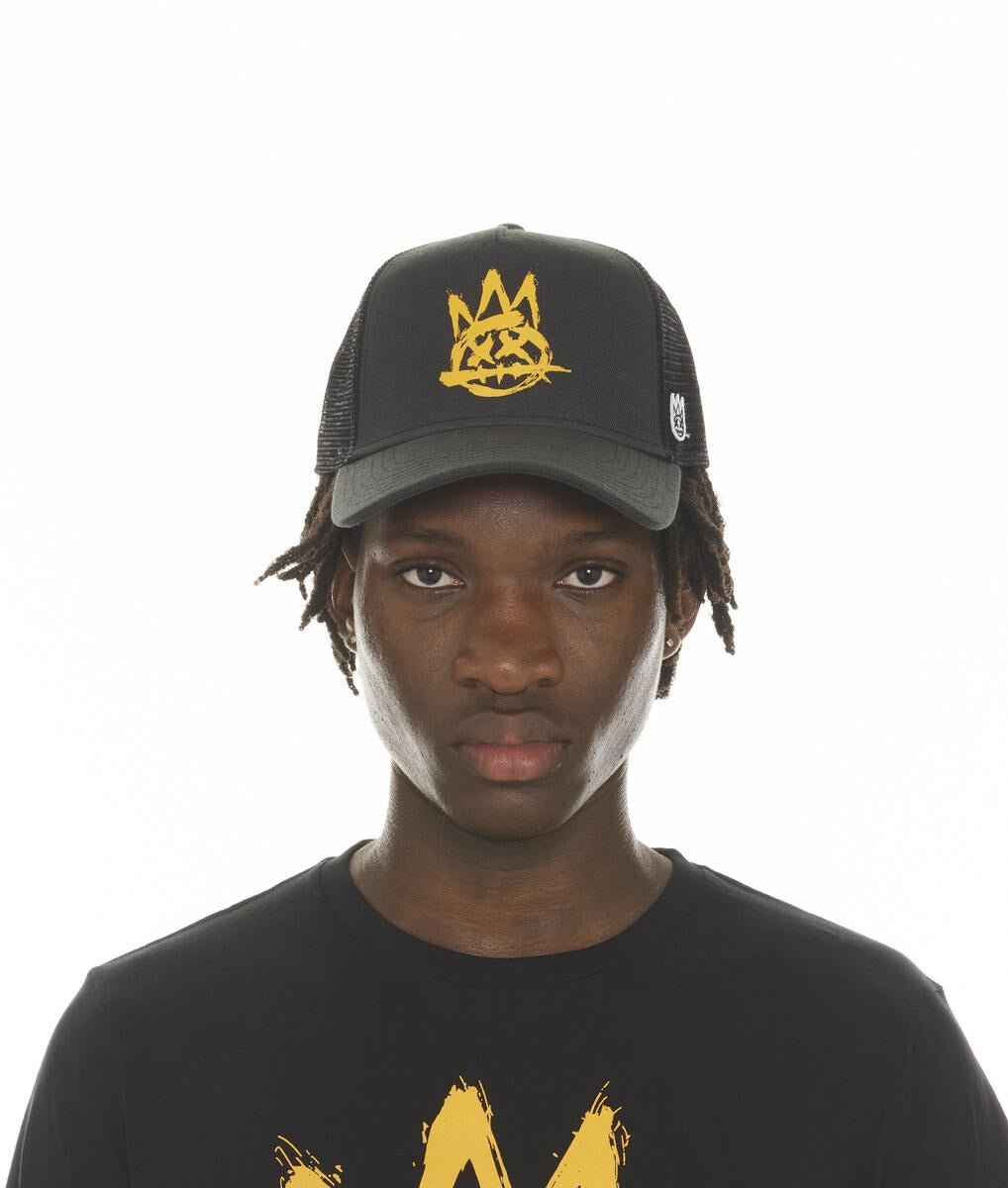 Mesh Back Trucker Gold Logo In Black