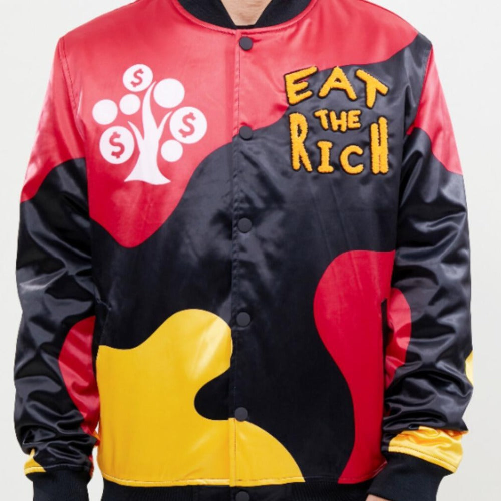 Eat The Rich Satin Jacket-Red