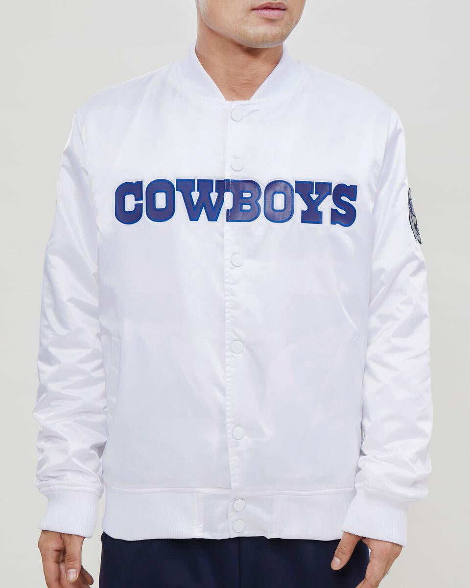 Dallas Cowboys Wordmark Satin Jacket-White