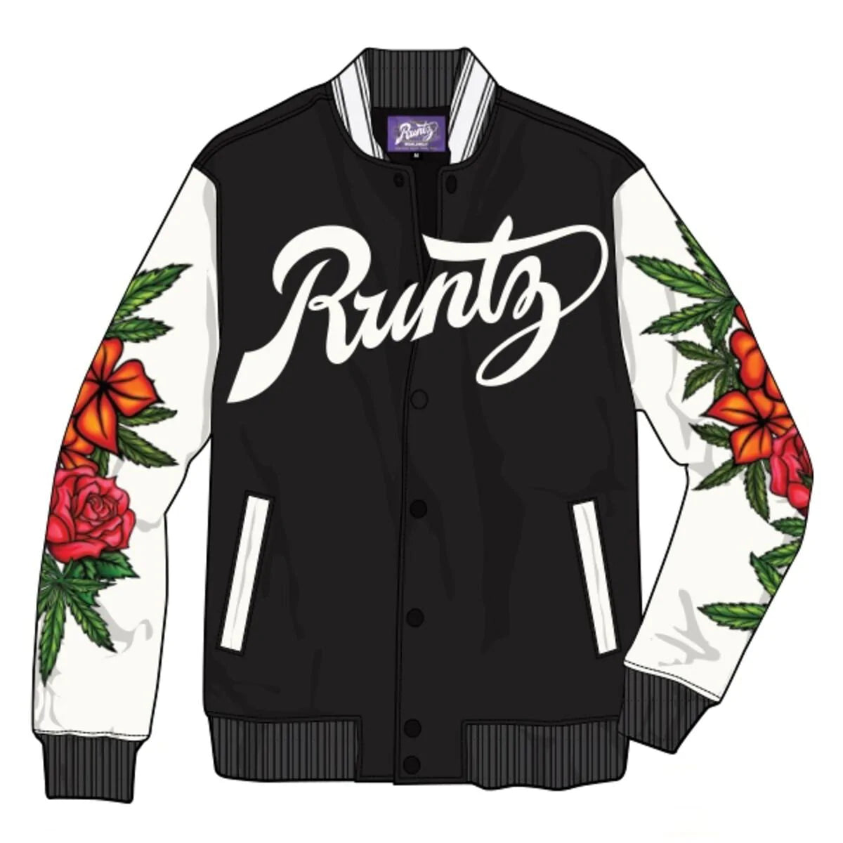 Runtz - Floral Varsity Jacket - Black