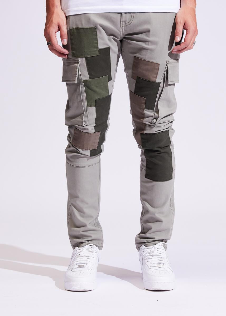 Crysp Denim - Thena Cargo Grey Patchwork Jeans - CRYF122-106