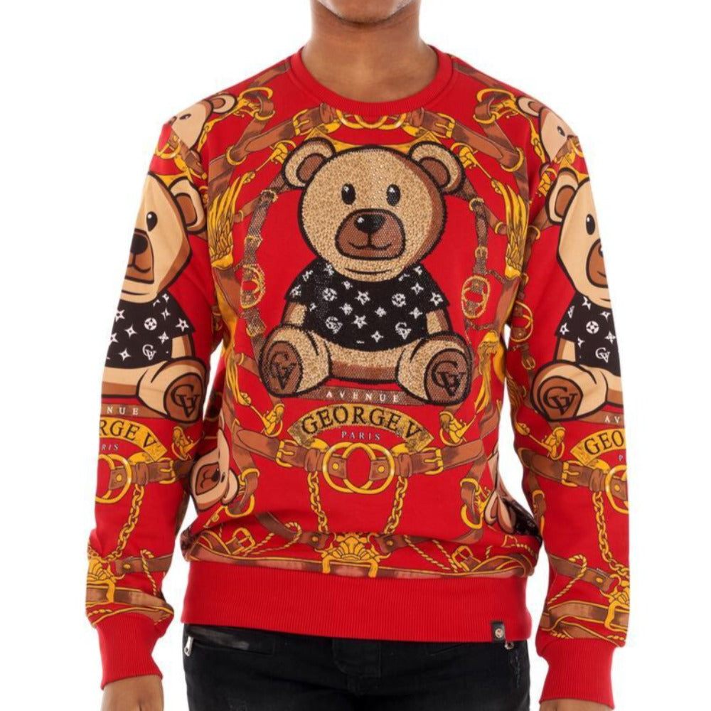 Dripped Out Bear Crewneck-Red