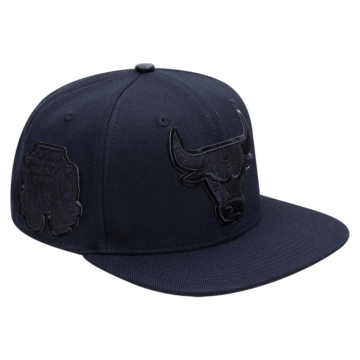 Chicago Bulls Triple Black Logo Snapback Hat - Black