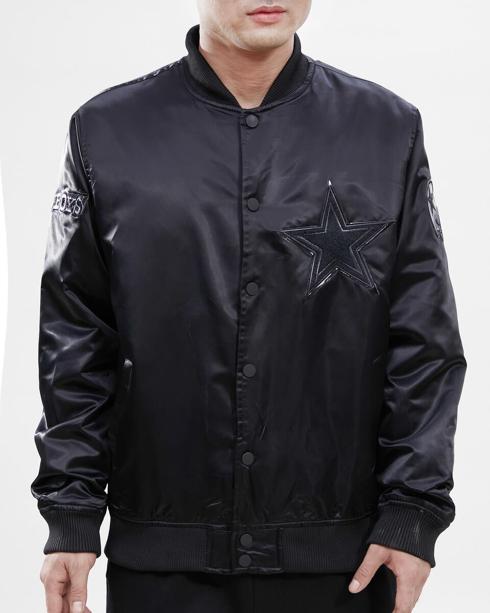 Dallas Cowboys Logo Satin Jacket-Black