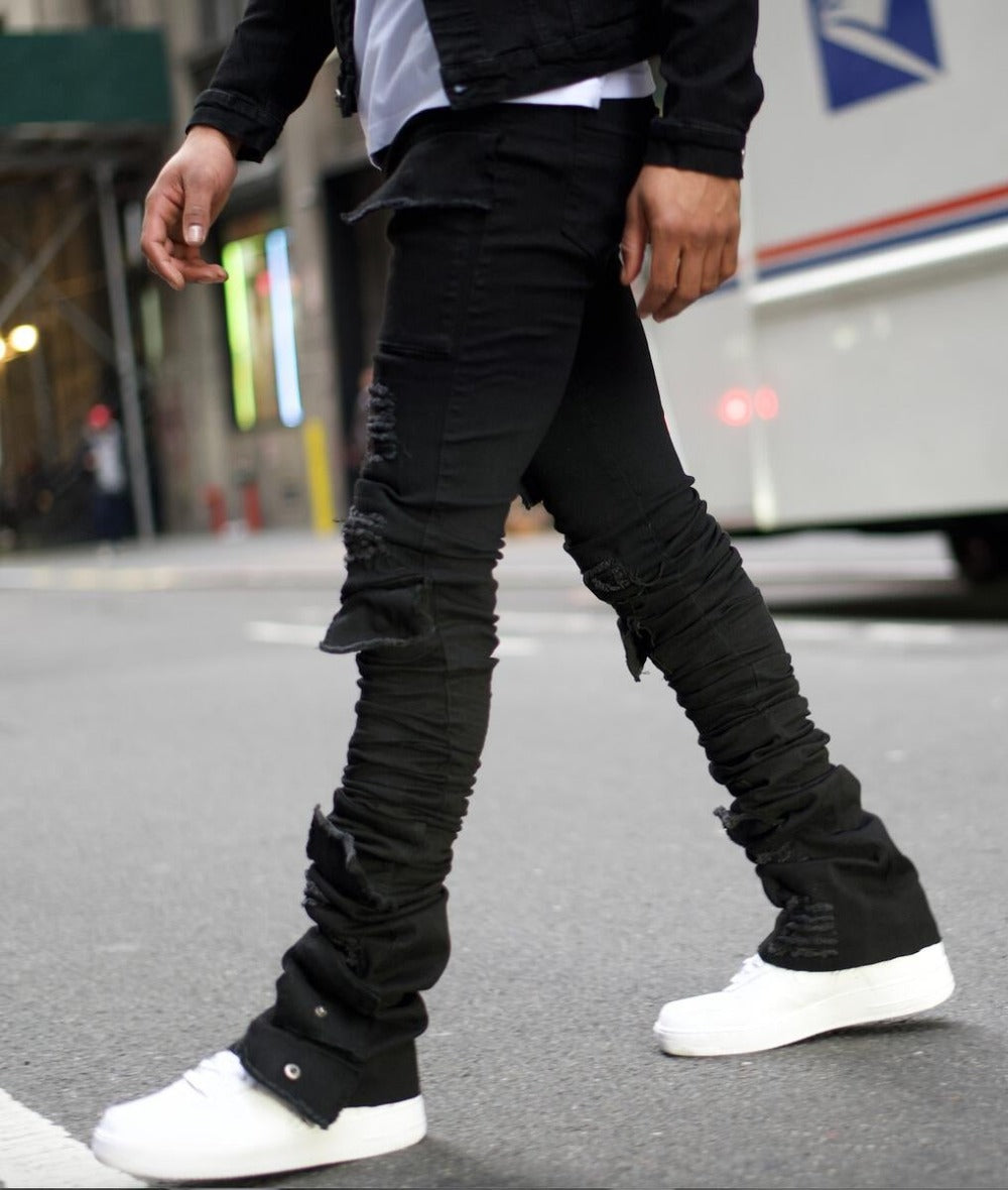 Brutini Denim Stacked skinny Jeans-Black