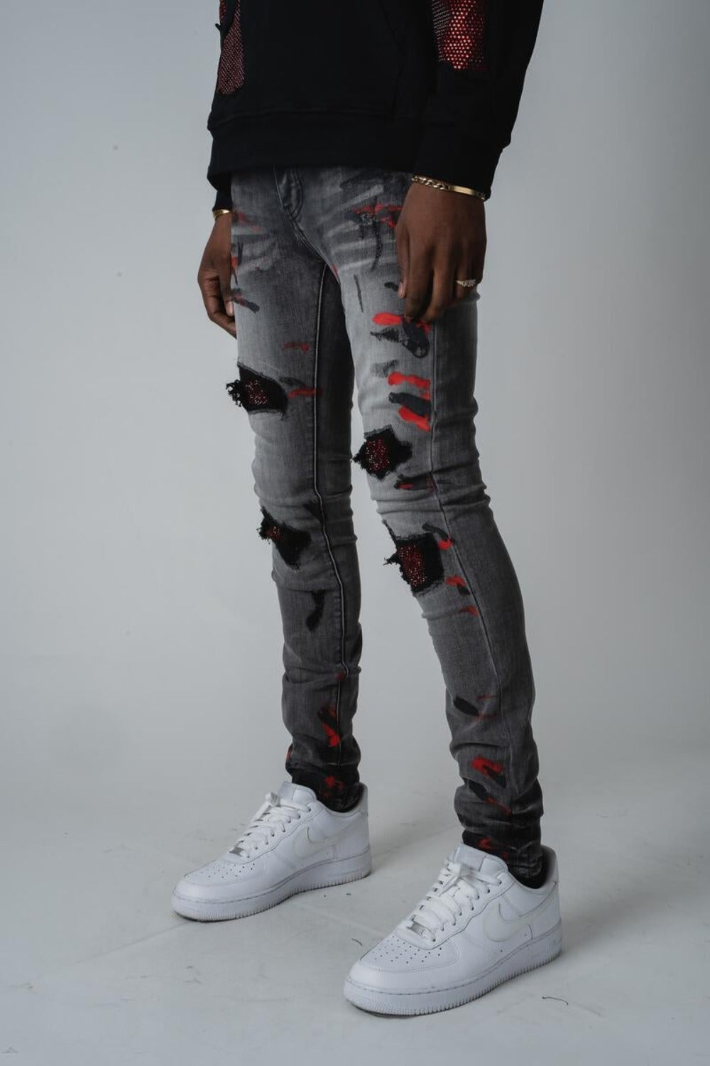 GFTD Los Angeles Jeans James Black And Red