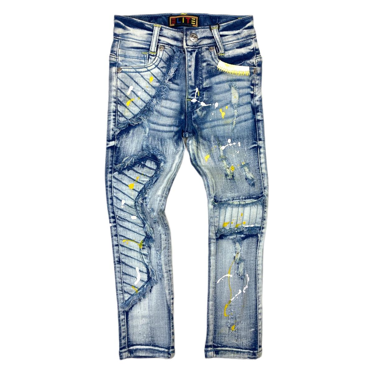 Quilted Premium Kids Jeans - Yellow