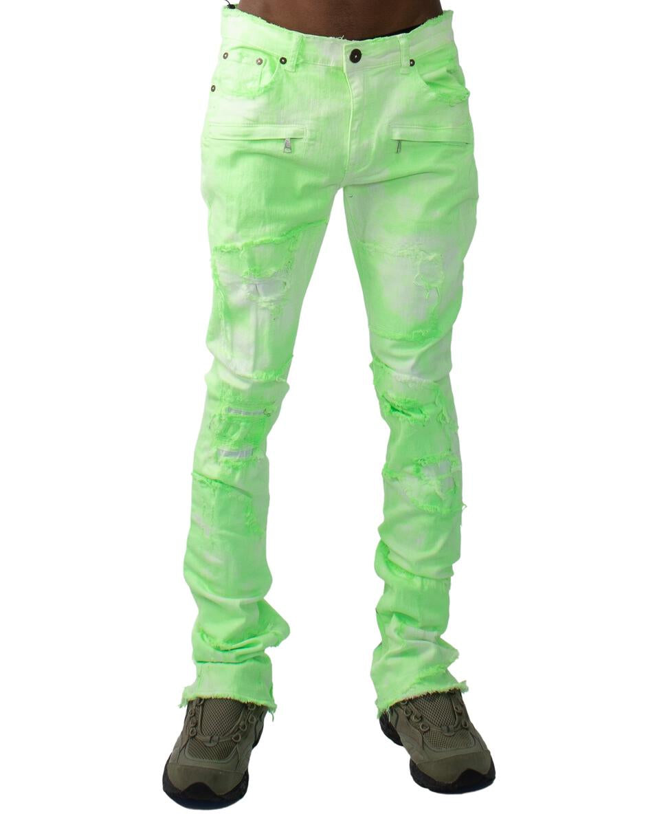 Men's Color Stacked Pants - Lime