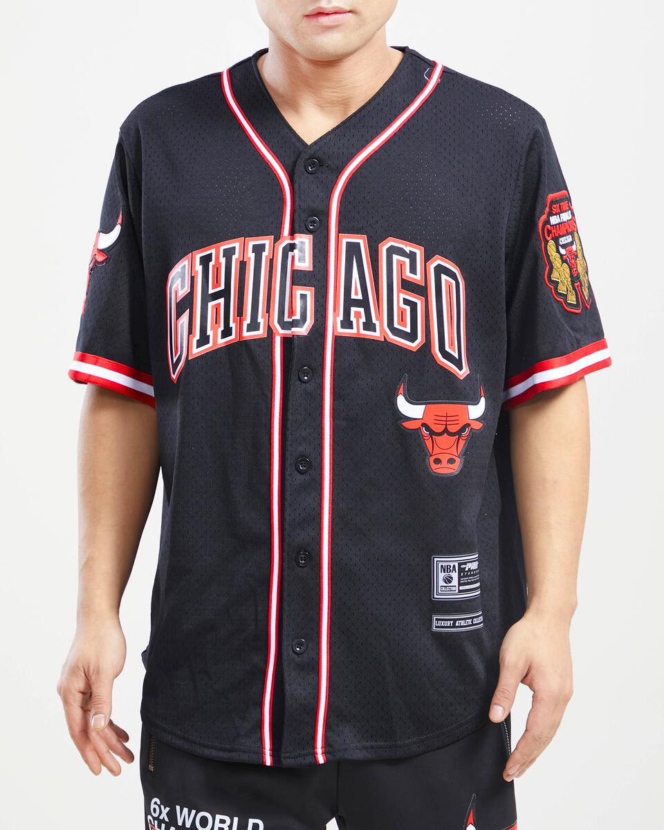 Chicago Bulls Logo Mesh Button Up Shirt-Black