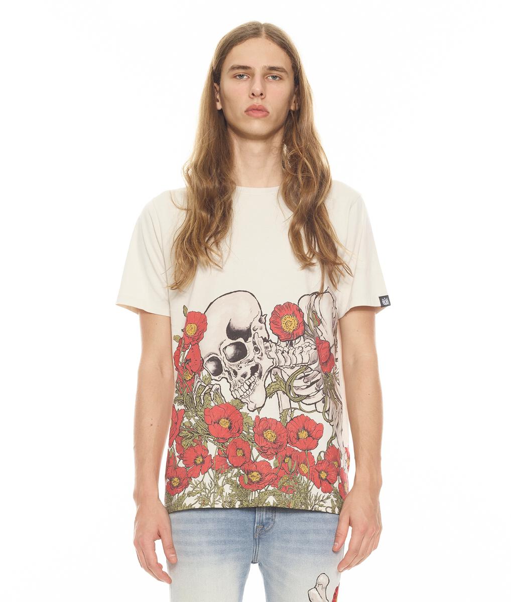 Cult Of Individuality - Short Sleeve Crew Neck Tee "Poppy" In Cream - 622B8-K49A